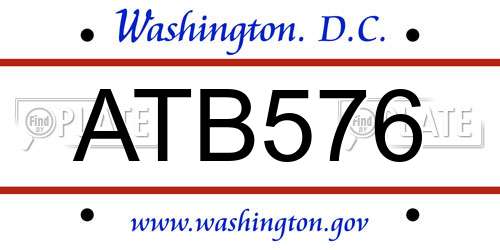 ATB576 District Of Columbia License Plate