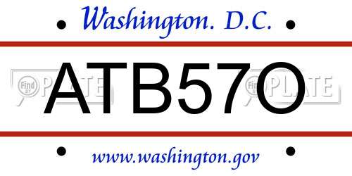 ATB57O District Of Columbia License Plate