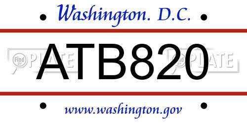 ATB820 District Of Columbia License Plate