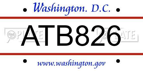 ATB826 District Of Columbia License Plate