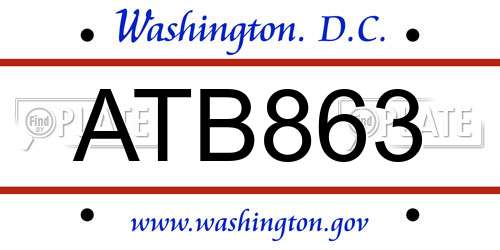 ATB863 District Of Columbia License Plate