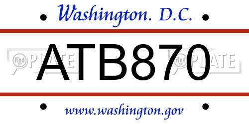 ATB870 District Of Columbia License Plate