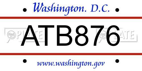 ATB876 District Of Columbia License Plate