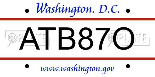 ATB87O District Of Columbia License Plate