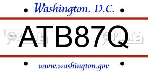 ATB87Q District Of Columbia License Plate