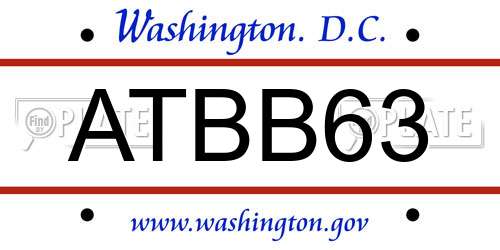 ATBB63 District Of Columbia License Plate