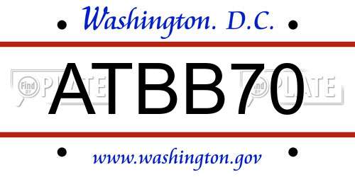 ATBB70 District Of Columbia License Plate