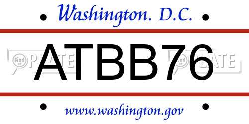 ATBB76 District Of Columbia License Plate