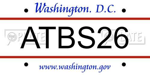 ATBS26 District Of Columbia License Plate