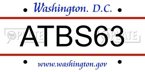 ATBS63 District Of Columbia License Plate