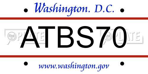 ATBS70 District Of Columbia License Plate
