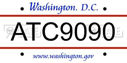 ATC9090 District Of Columbia License Plate