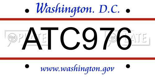 ATC976 District Of Columbia License Plate
