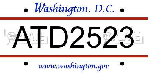 ATD2523 District Of Columbia License Plate