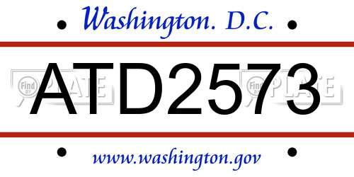 ATD2573 District Of Columbia License Plate