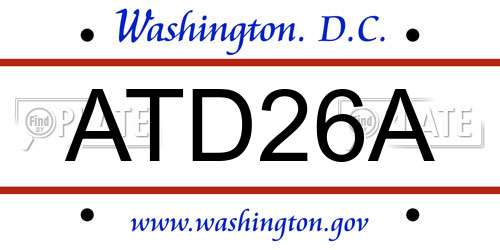 ATD26A District Of Columbia License Plate