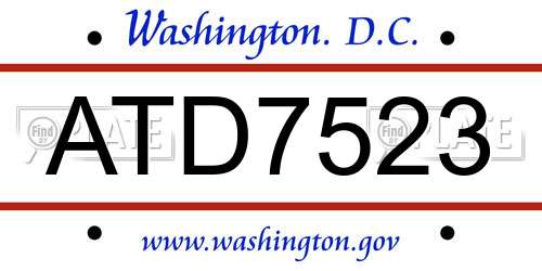 ATD7523 District Of Columbia License Plate
