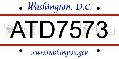 ATD7573 District Of Columbia License Plate