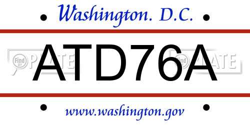ATD76A District Of Columbia License Plate