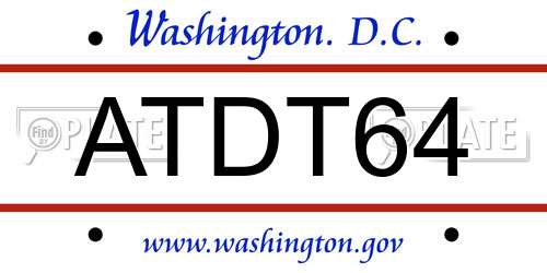 ATDT64 District Of Columbia License Plate