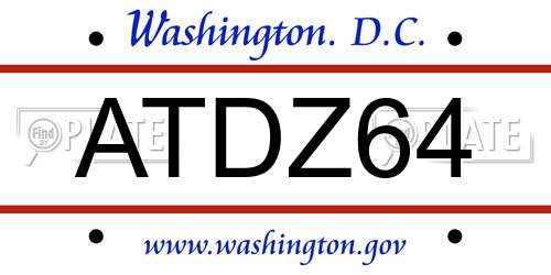 ATDZ64 District Of Columbia License Plate