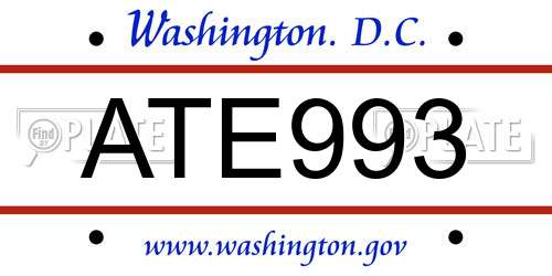 ATE993 District Of Columbia License Plate
