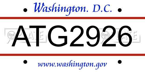 ATG2926 District Of Columbia License Plate