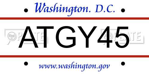 ATGY45 District Of Columbia License Plate