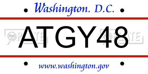ATGY48 District Of Columbia License Plate