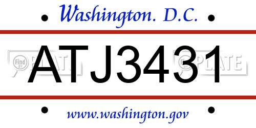 ATJ3431 District Of Columbia License Plate