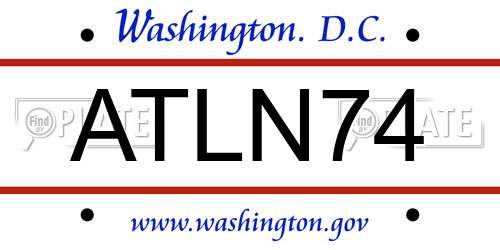 ATLN74 District Of Columbia License Plate