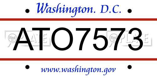 ATO7573 District Of Columbia License Plate