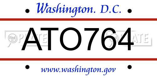 ATO764 District Of Columbia License Plate