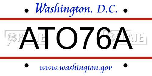 ATO76A District Of Columbia License Plate