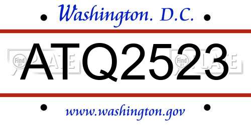 ATQ2523 District Of Columbia License Plate