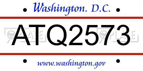 ATQ2573 District Of Columbia License Plate
