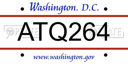 ATQ264 District Of Columbia License Plate