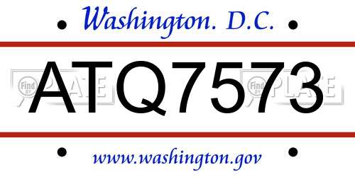 ATQ7573 District Of Columbia License Plate