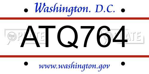 ATQ764 District Of Columbia License Plate