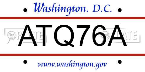 ATQ76A District Of Columbia License Plate