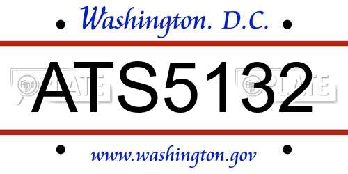 ATS5132 District Of Columbia License Plate