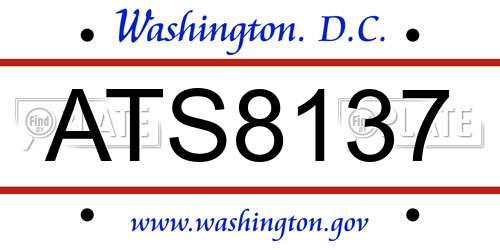 ATS8137 District Of Columbia License Plate