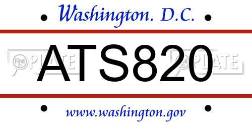 ATS820 District Of Columbia License Plate