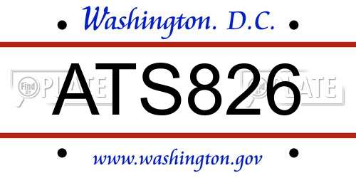 ATS826 District Of Columbia License Plate