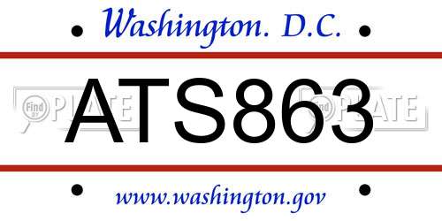ATS863 District Of Columbia License Plate
