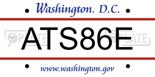 ATS86E District Of Columbia License Plate