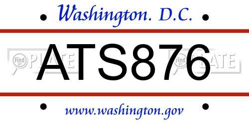 ATS876 District Of Columbia License Plate