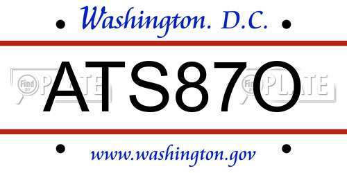 ATS87O District Of Columbia License Plate