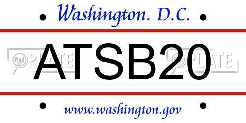 ATSB20 District Of Columbia License Plate