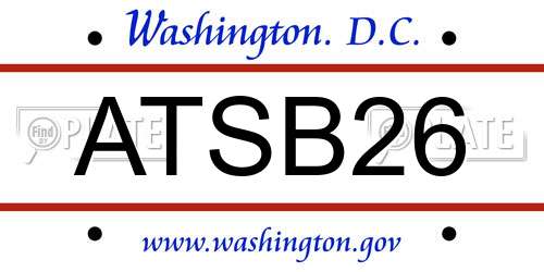 ATSB26 District Of Columbia License Plate